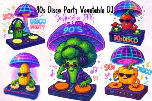 Retro Vegetable DJ Sublimation Clipart