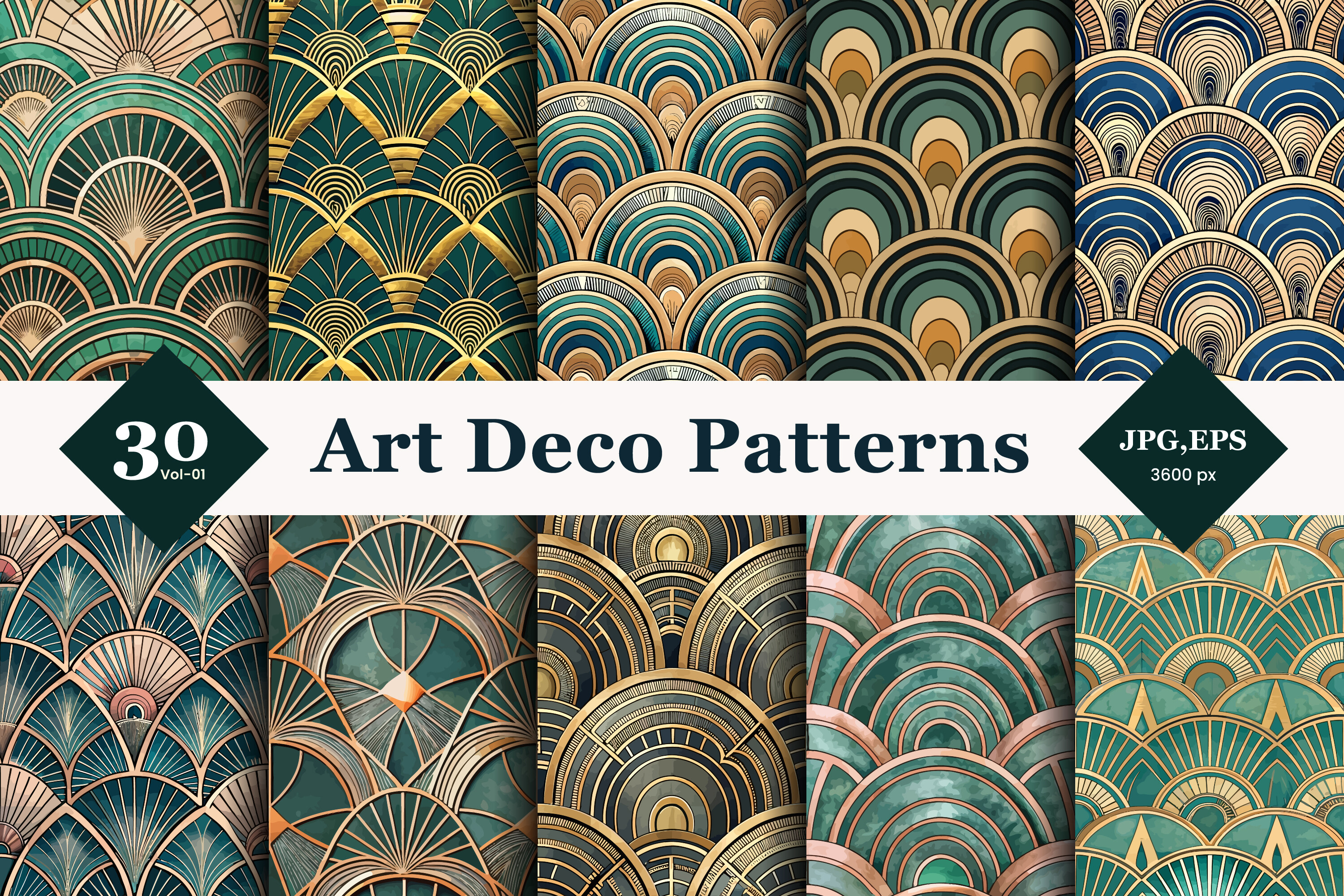 Art Deco Style Seamless Patterns 01 Graphic by TriDraw · Creative Fabrica