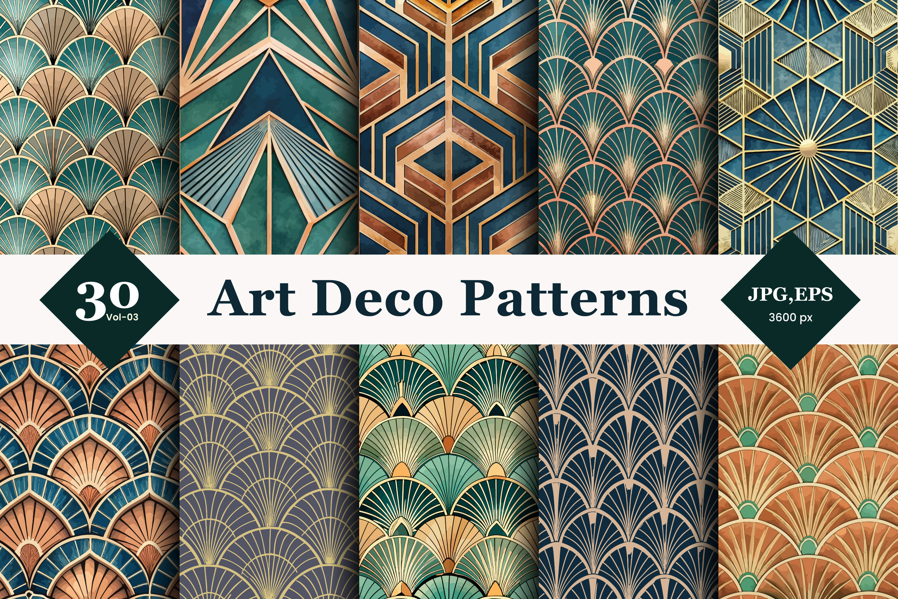 Art Deco Style Seamless Patterns 03 Graphic by TriDraw · Creative Fabrica
