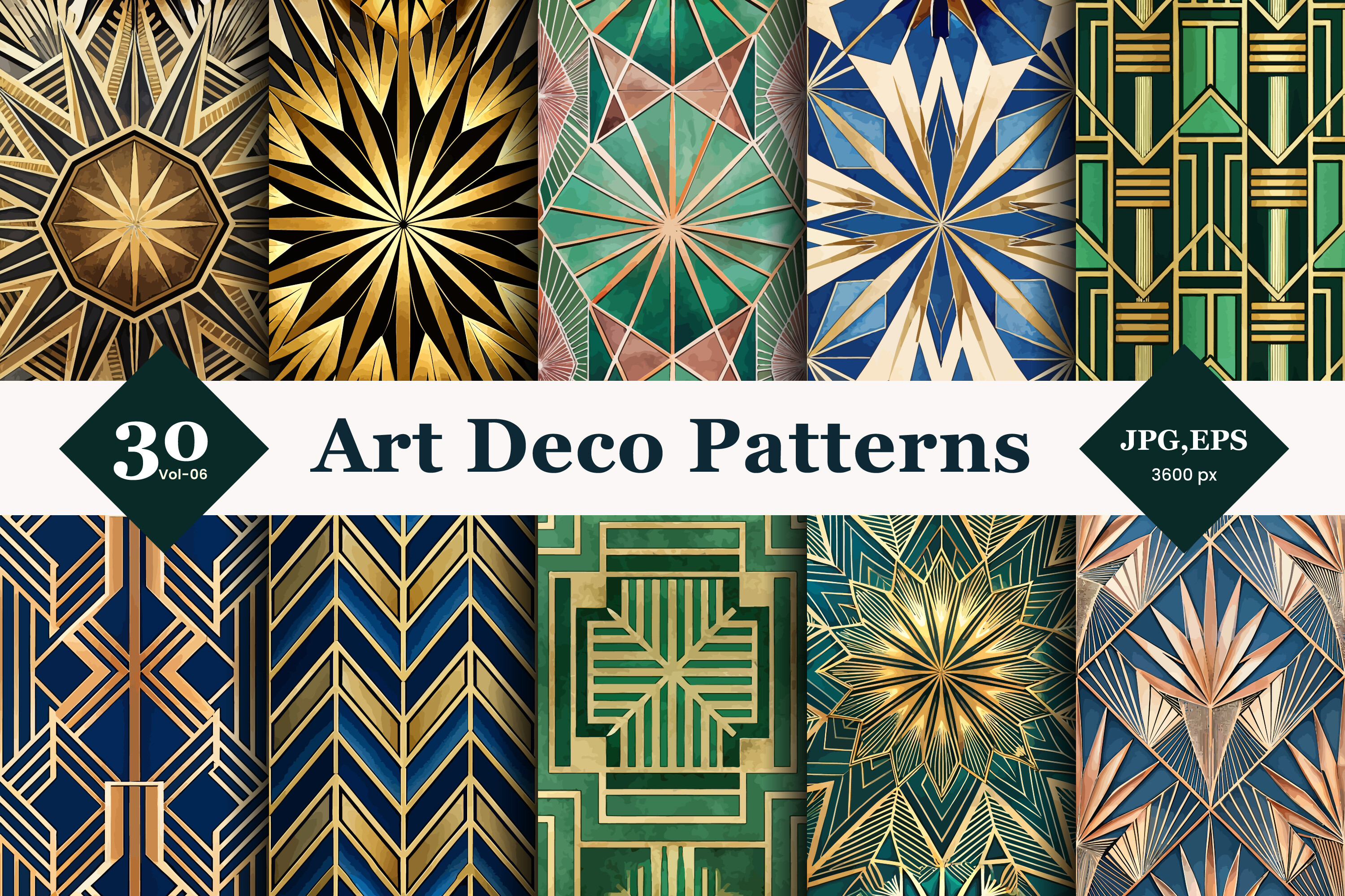Art Deco Style Seamless Patterns 06 Graphic by TriDraw · Creative Fabrica