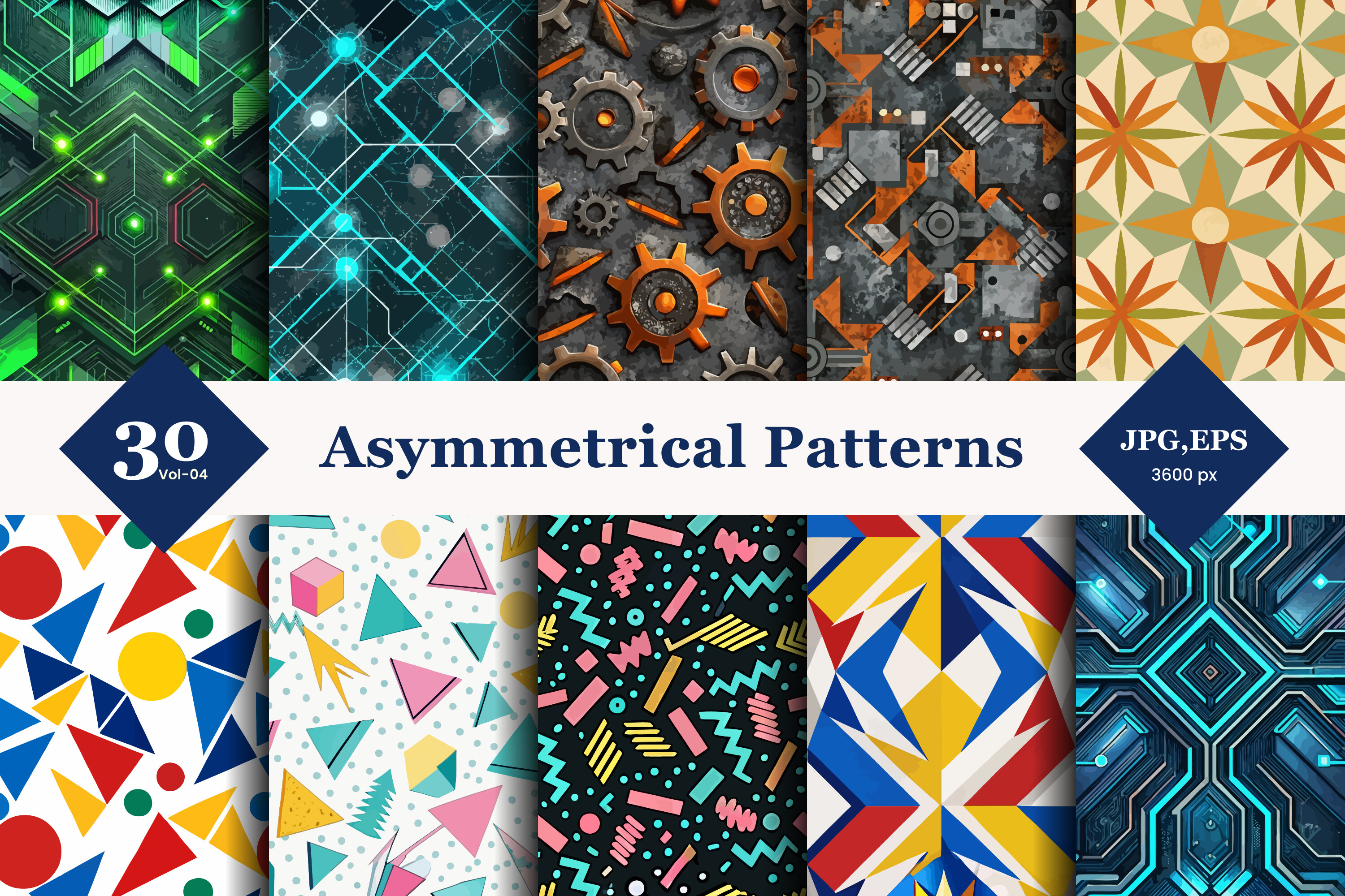 Asymmetrical Style Seamless Patterns 04 Graphic by TriDraw · Creative ...