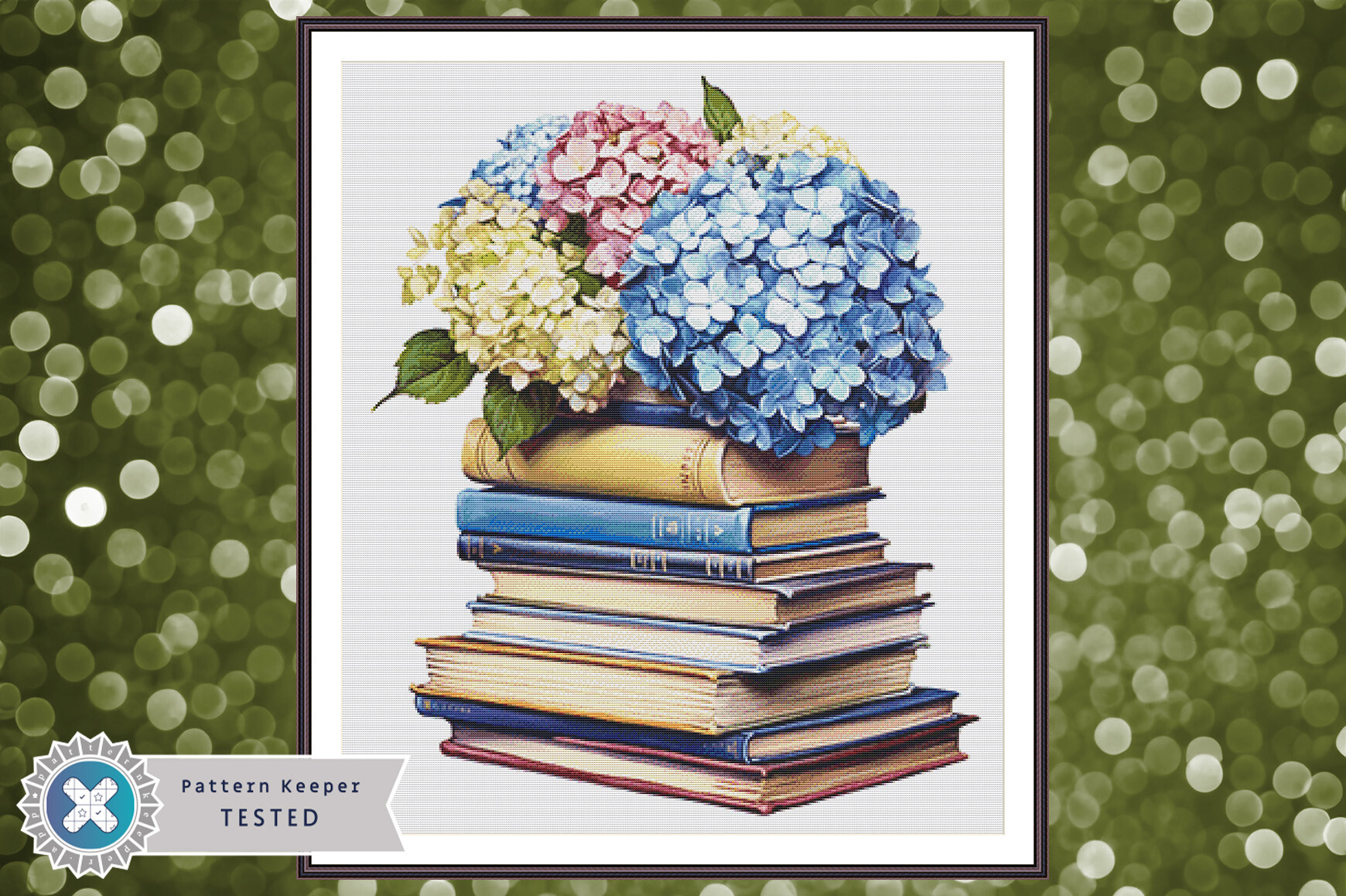Books Hydrangea Cross Stitch Pattern PDF