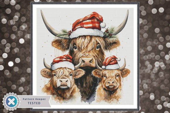 Christmas Highlander Cows Cross Stitch