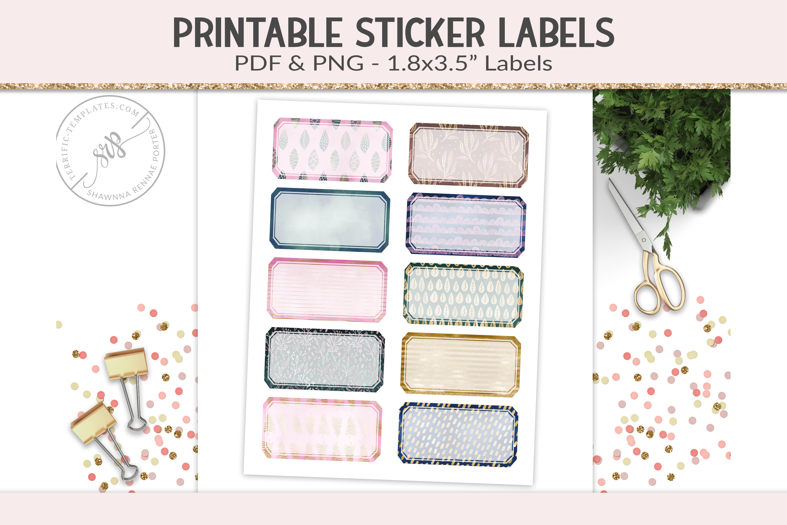 Dennison Style Patterned Label Printable Graphic by Lovelytocu ...