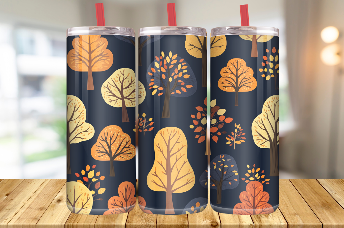 Fall Leaves Tumbler Wrap, Autumn Tree Graphic by Magic Creative ...