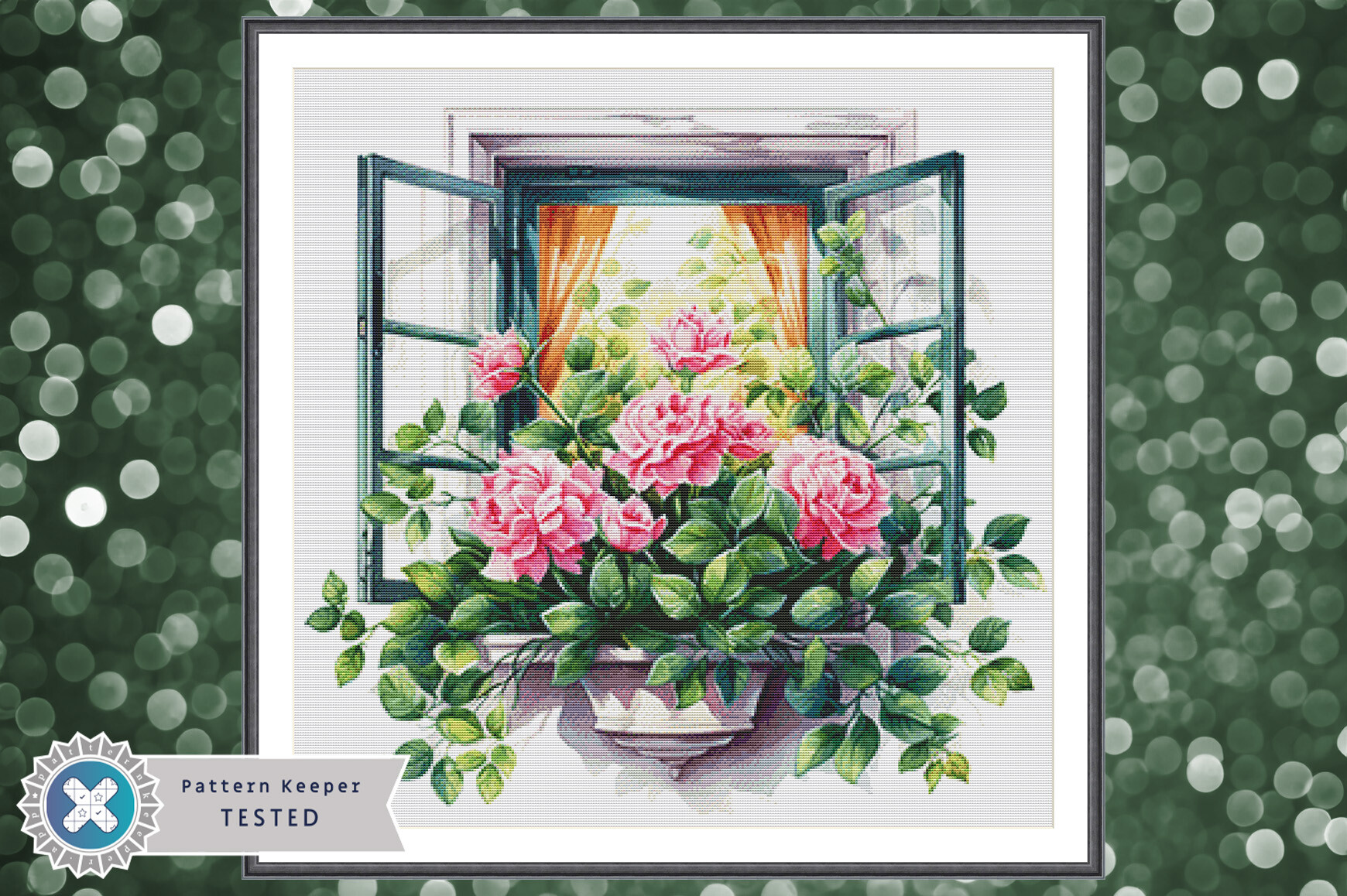 Floral Window Cross Stitch Pattern PDF