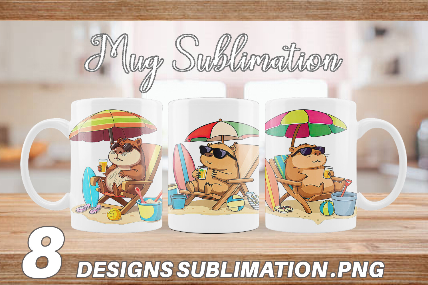 Mug Wrap Summer Capybara Graphic by Artnoy · Creative Fabrica