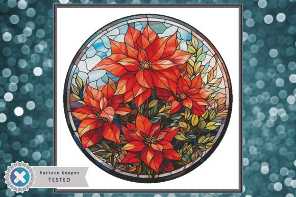 Poinsettia Flower Cross Stitch Pattern