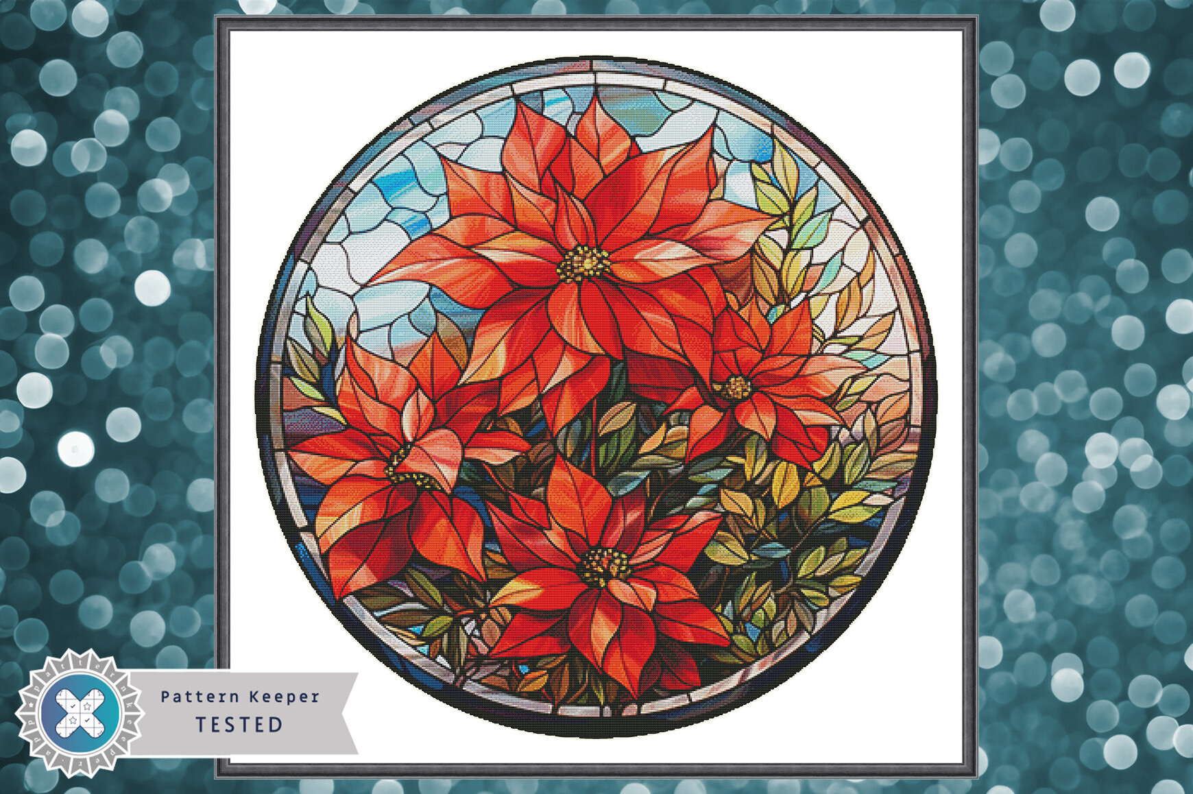 Poinsettia Flower Cross Stitch Pattern