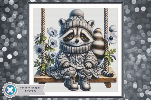 Raccoon Cross Stitch Pattern PDF Chart