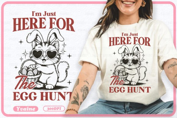 Retro Easter Png Cute Cat Egg Hunt Graphics