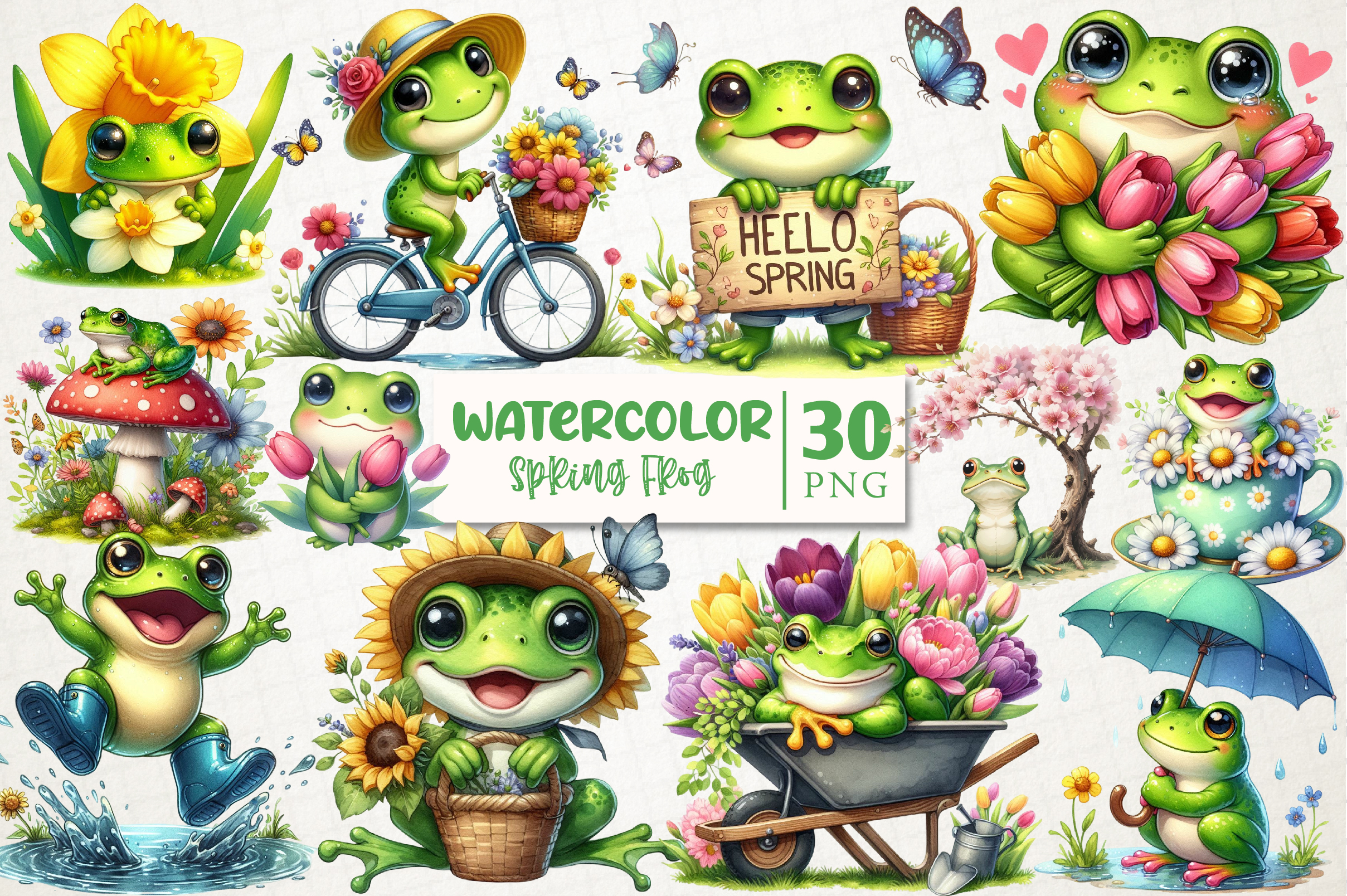 Spring Frog Sublimation Clipart Graphic by RevolutionCraft · Creative ...