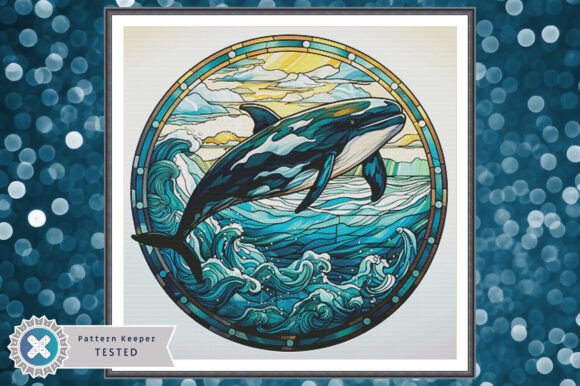 Stained Glass Whale Cross Stitch PDF