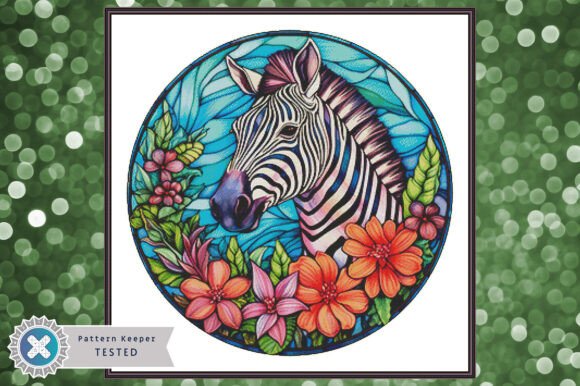 Stained Glass Zebra Cross Stitch Pattern