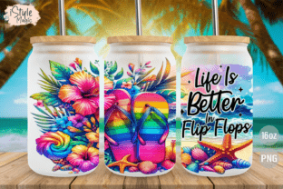 Summer Beach 16oz Libbey Glass Can Wrap Graphic by iStyleMagic ...