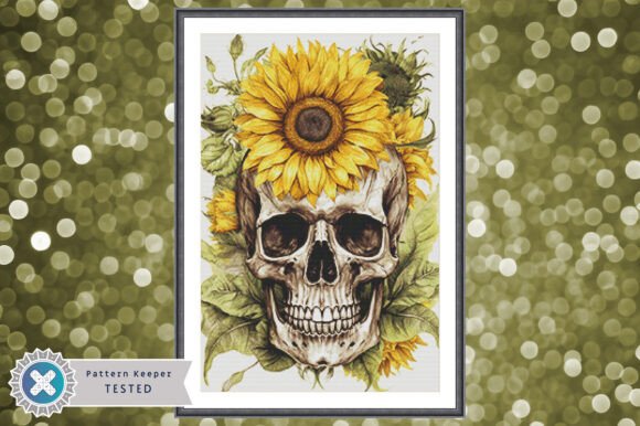 Sunflower Skull Cross Stitch Pattern PDF