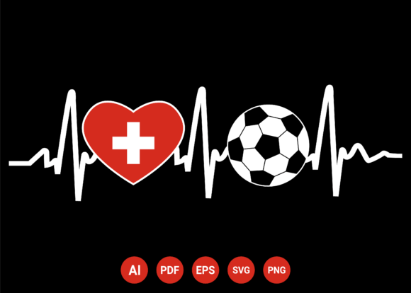 Switzerland Football Soccer Heartbeat Gráfico Diseños de Camisetas Por Merch Creative