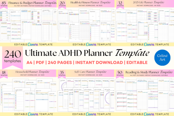 Ultimate ADHD Planner Templates Bundle