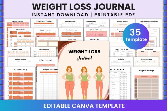 Weight Loss Journal for Canva KDP
