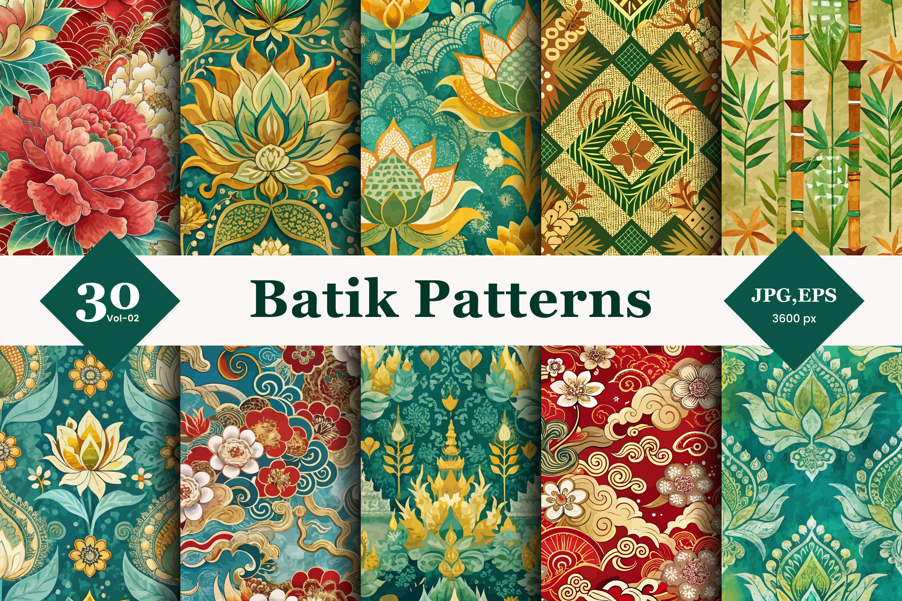 Batik Style Seamless Patterns 02 Graphic by TriDraw · Creative Fabrica