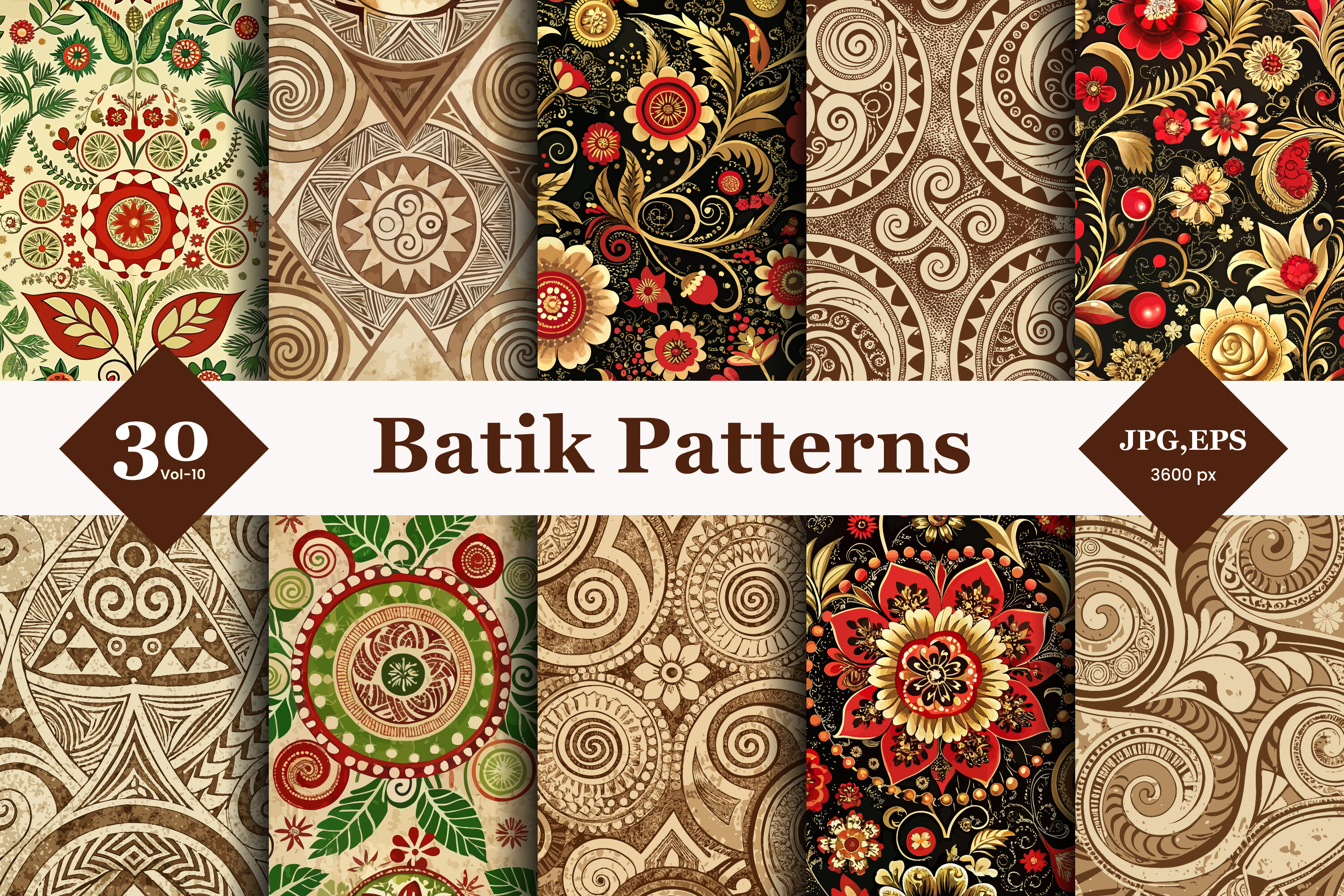 Batik Style Seamless Patterns 10 Graphic by TriDraw · Creative Fabrica