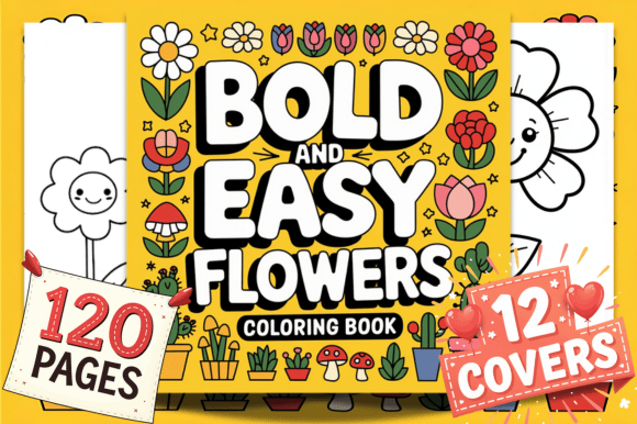 Preview of Bold and Easy Flowers Coloring Pages coloring pages for kids