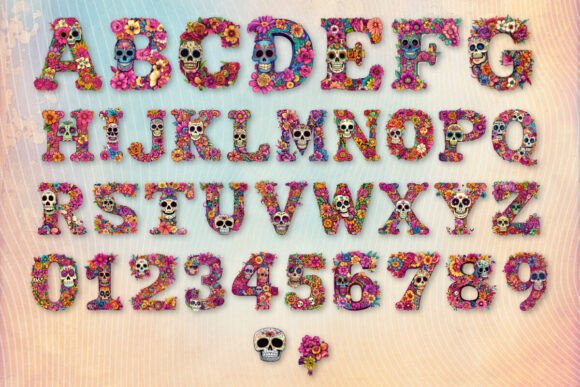Day of the Dead Font PNG with transparent background - Preview 1