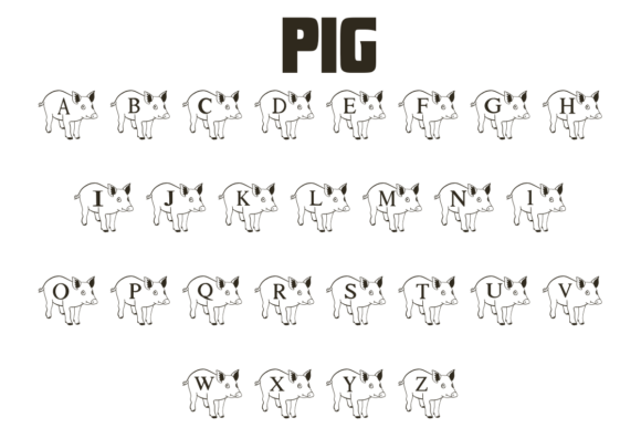 Pig Font PNG with transparent background - Preview 1