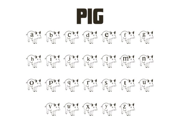 Pig Font PNG with transparent background - Preview 2