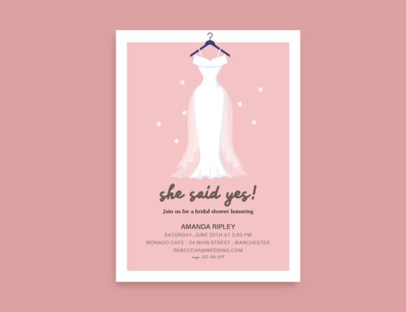 Pink Bridal Shower Invitation Template