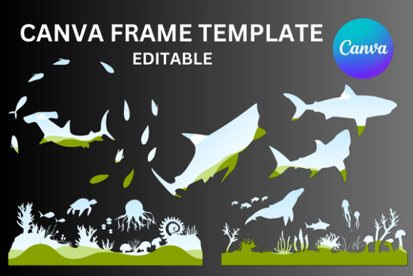 Sharks Ocean Canva Frame Templates