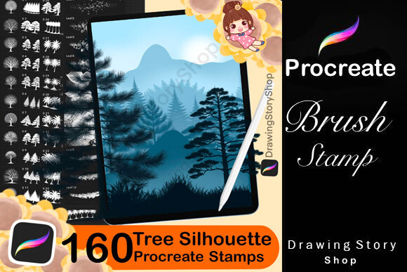 160 Procreate Tree Silhouette Stamps - photo 1
