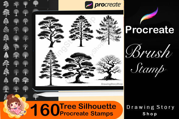 160 Procreate Tree Silhouette Stamps - photo 3
