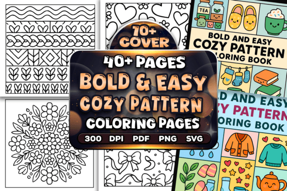 Bold Easy Cozy Pattern Coloring Pages
