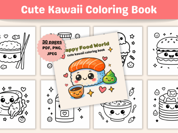 Cute Kawaii Food Coloring Book for Kids