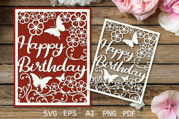 birthday frames black SVG paper cut out card border simple clean printable editable