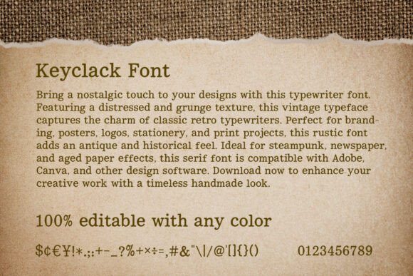 Keyclack Font PNG with transparent background - Preview 1