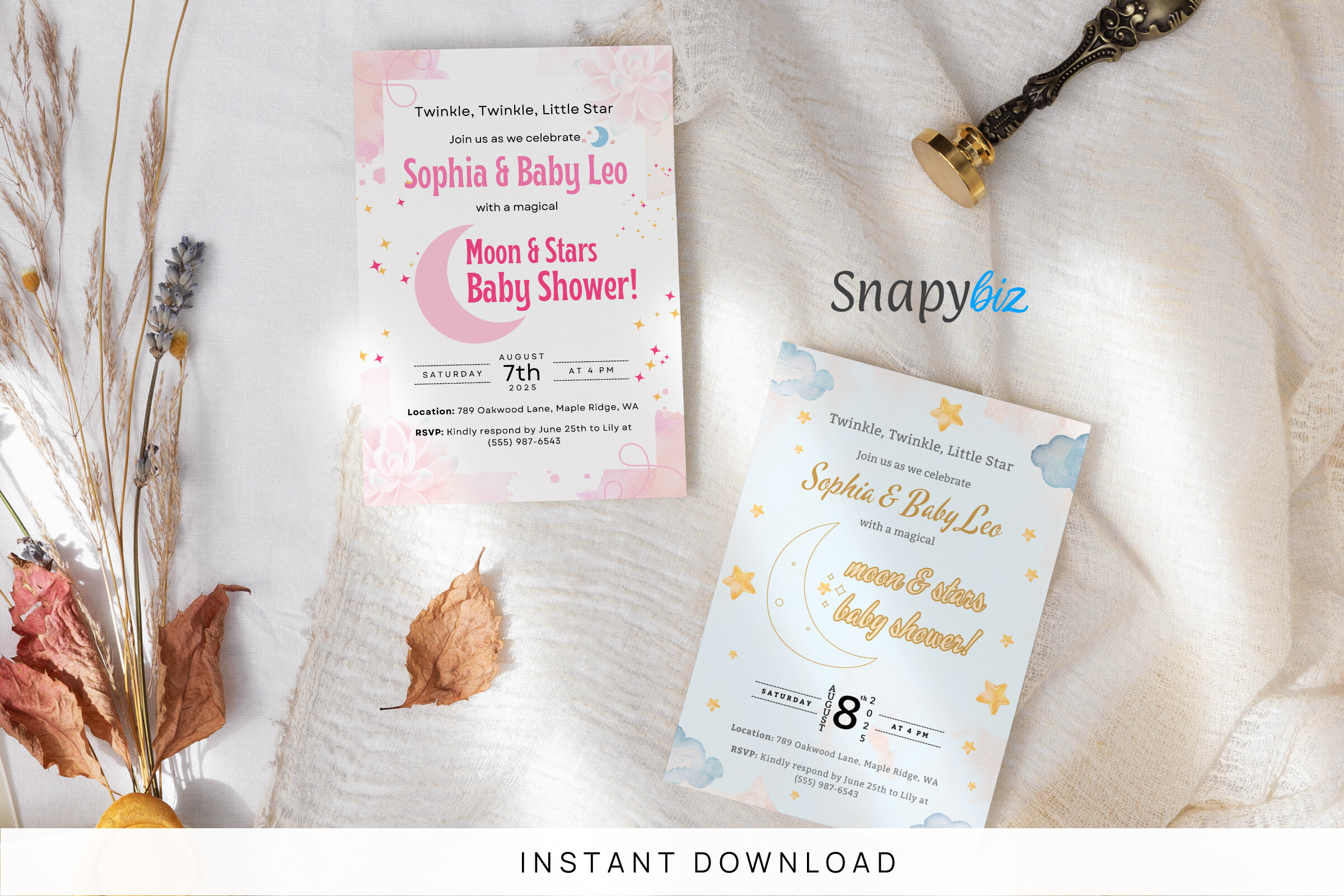 Over the Moon Baby Shower Invitation
