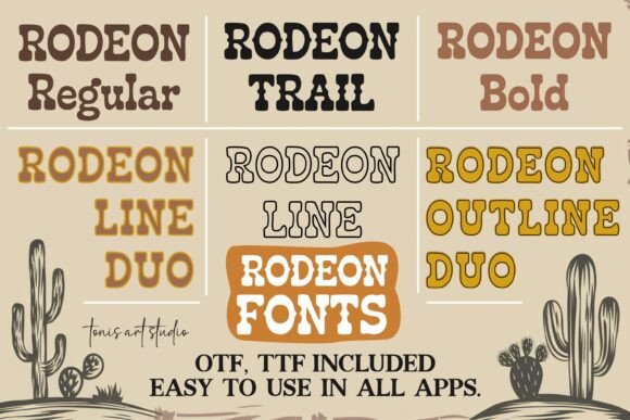 Rodeon Western Bundle Font PNG with transparent background - Preview 1