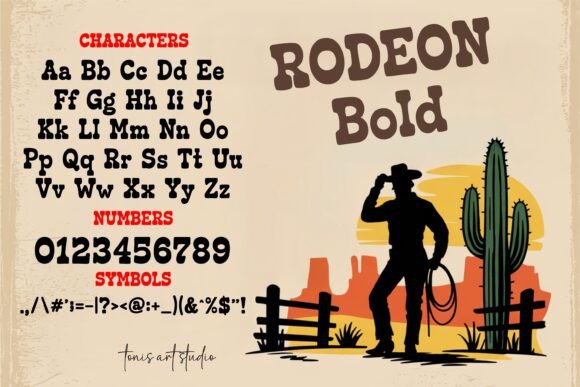 Rodeon Western Bundle Font PNG with transparent background - Preview 5