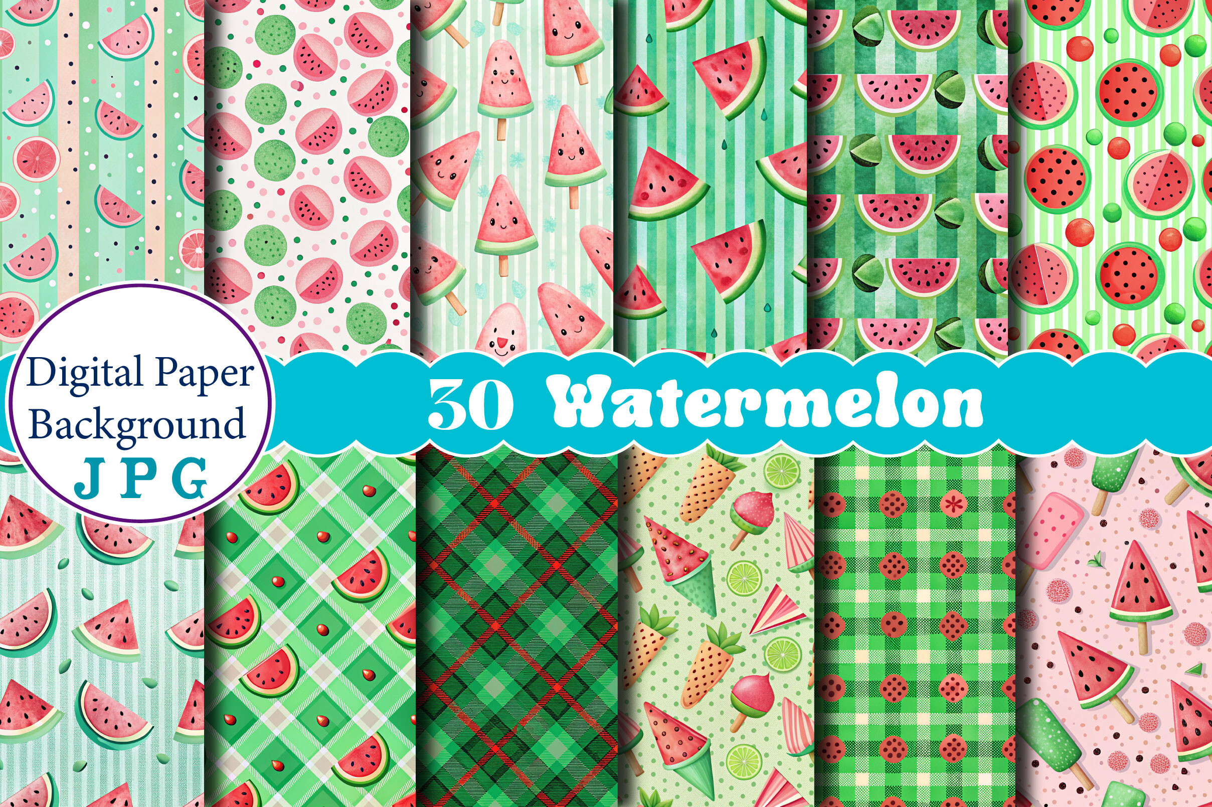 Watermelon Digital Paper Graphic by Vintage · Creative Fabrica