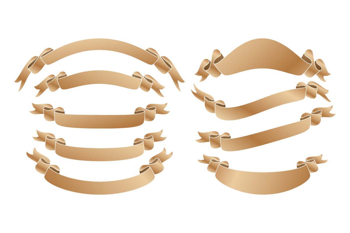 Top 9 Ribbon Set of Golden Ribbons with Nine Models Graphic by Djoe N Reiz ...
