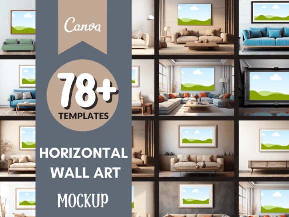 78 Horizontal Wall Art Canva Mockups