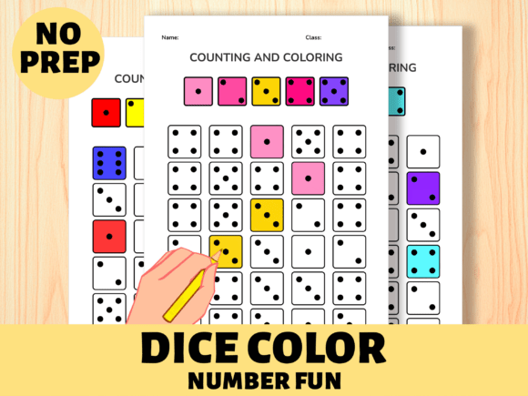 Dice Color by Number Printable Worksheet