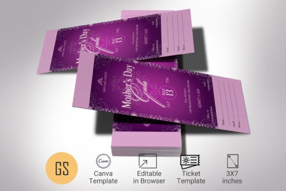 Mothers Day Gala Ticket Template Canva
