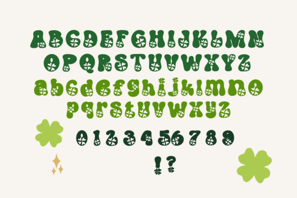 Retro Clover Leaf Font PNG with transparent background - Preview 1