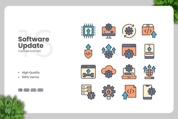 Software Update Colored Icons Graphic by upnowgraphic · Creative Fabrica