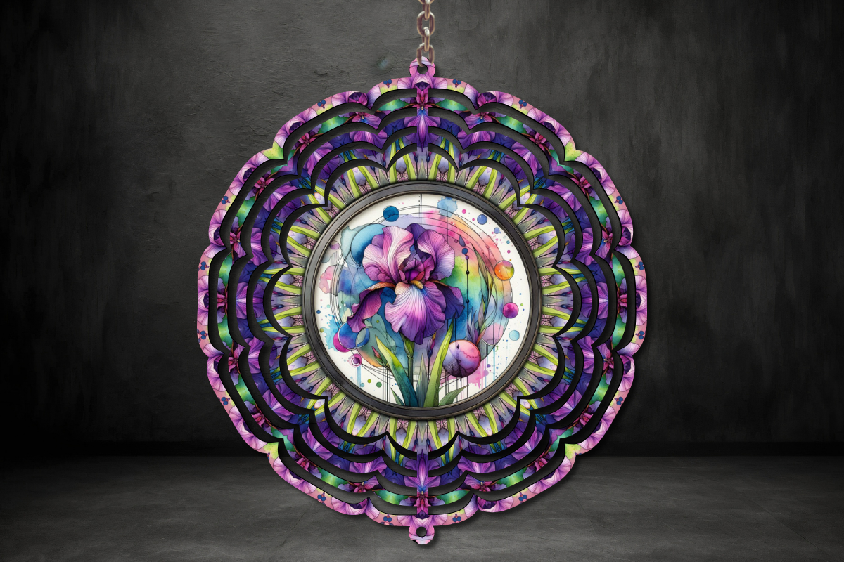 Watercolor Iris Wind Spinner Graphic by TCSP Designs · Creative Fabrica