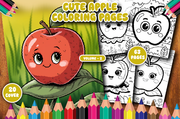 63 Cute Apple Coloring Pages for Kid V-2