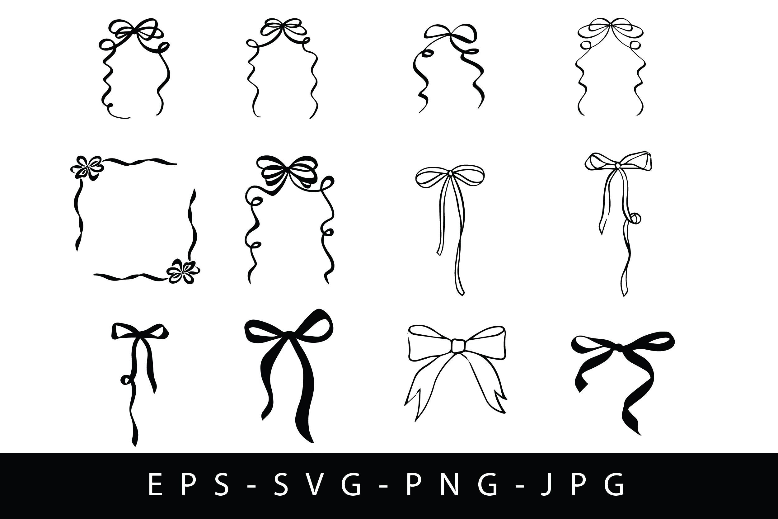 Coquette Black Bows SVG Clip Art Bundle